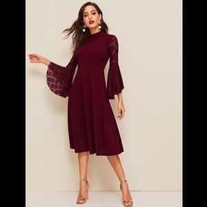 NWOT Lace Fit & Flare Midi Dress